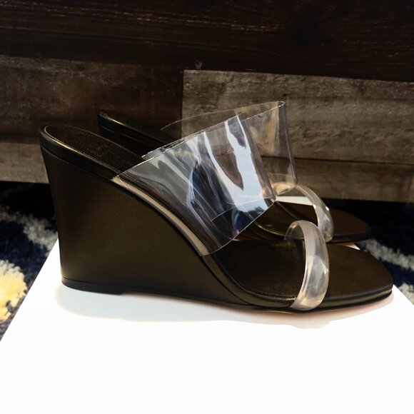 NIB Maryam Nassir Zadeh Leather Olympia Wedge Slip On Sandal Size 38 - Picture 2 of 6